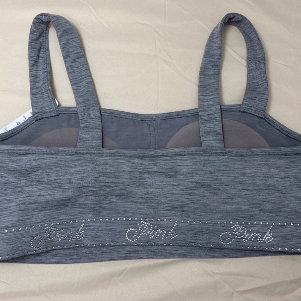Victoria's Secret PINK Gray Relay Sports Bra with Rhinestone Logo - Picture 4 of 6